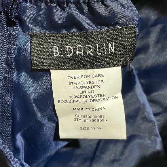 NWT B Darling Satin Lace Back Mini Dress Junior Size 11-12 Navy Blue - Picture 5 of 9